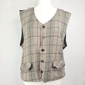 Bogari Italy Brown Plaid Vest Steampunk Formal Checkered ModWife
